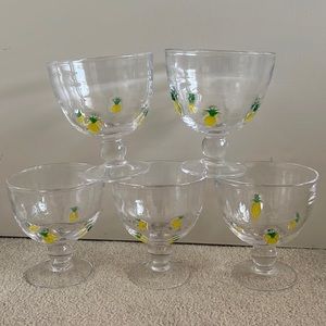 Anthropologie Penelope Pineapple Glass 5 Goblets